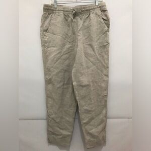 NWT L.L.Bean Oatmeal Tan Linen Casual Pants Size 12